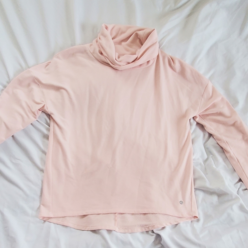 Apana Soft Pink Textured Fabric Pullover Shirt Cowl Neck 3/4  Sleeves, Sz Medium